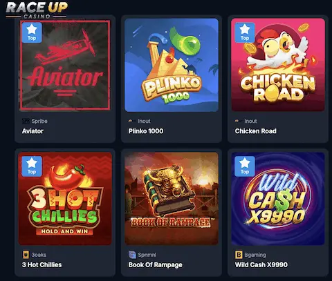 Race Up Casino sezione slot machine